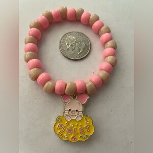 Piglet Charm Bracelet for Small Pets - Pink and Tan